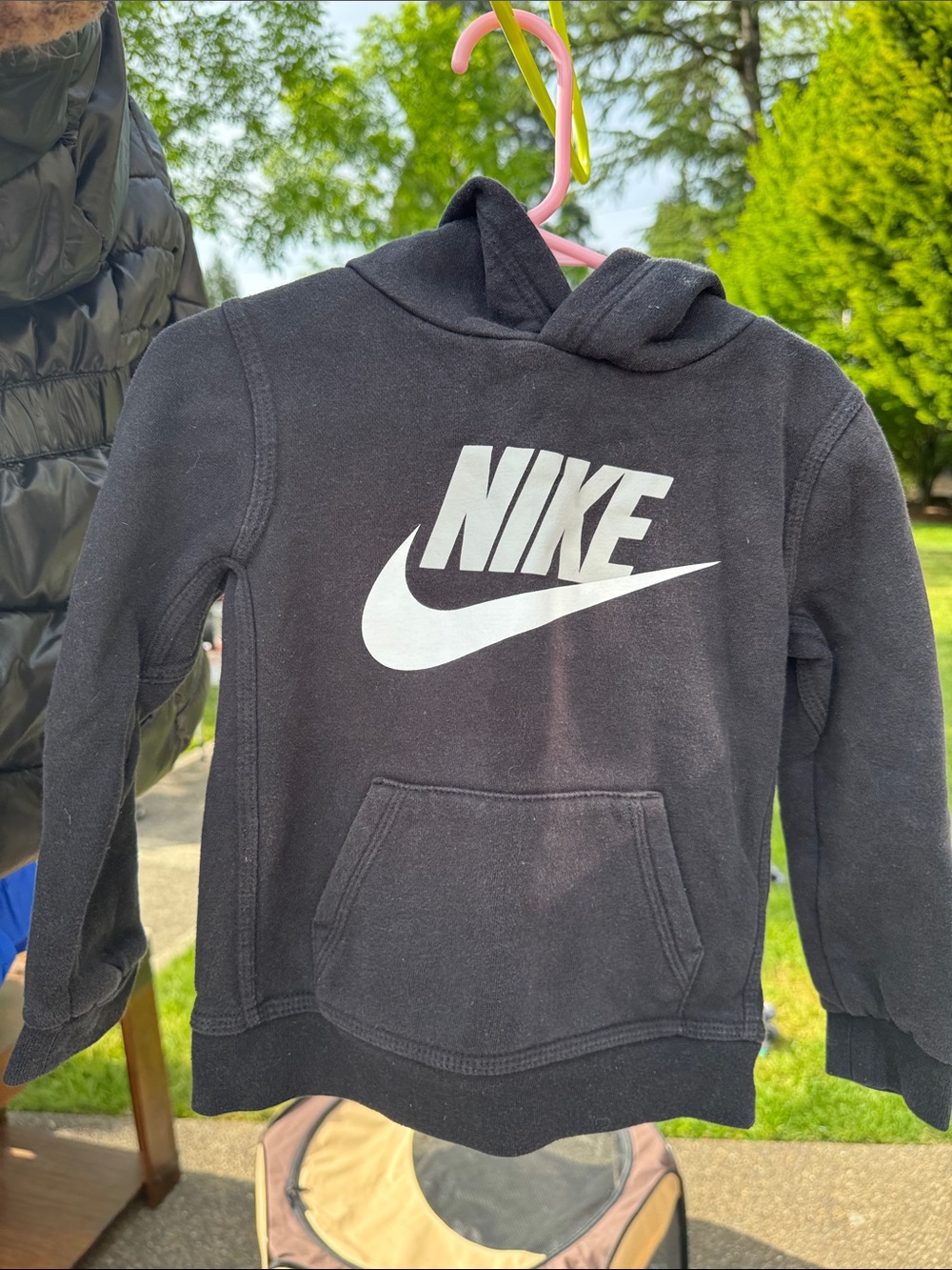 Nike Black Kids Hoodie with White Swoosh Logo